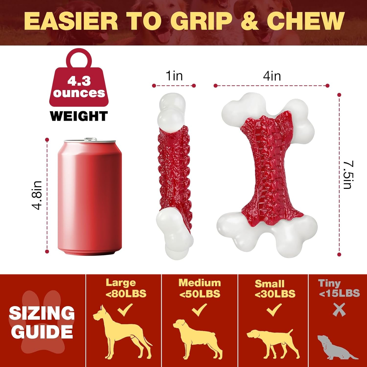 Indestructible Tough Dog Toys for Aggressive Chewers - Large Breed Nylon Bone Toy