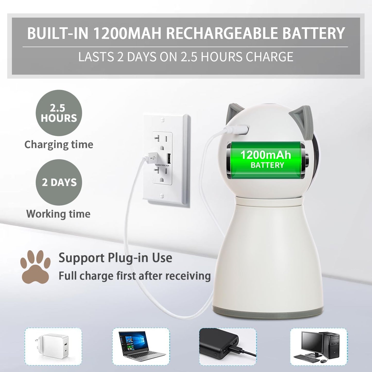 Exciting Automatic Cat Laser Toy with Real Random Trajectory - Rechargeable & Motion Activated for Endless Fun!