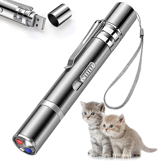 Exciting Rechargeable Laser Pointer Cat Toy - 7 Fun Modes for Interactive Indoor Play with Your Feline Friend!