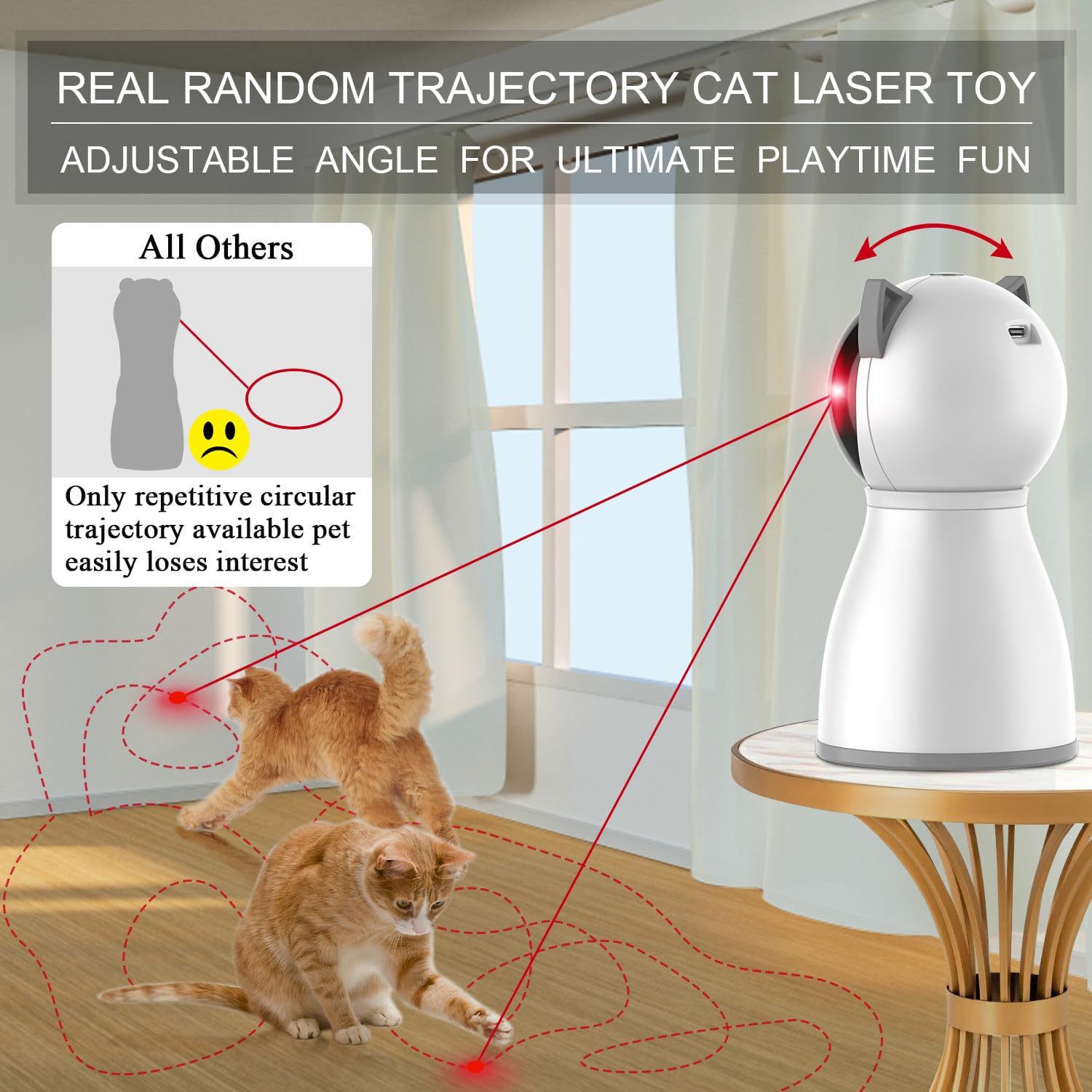 Exciting Automatic Cat Laser Toy with Real Random Trajectory - Rechargeable & Motion Activated for Endless Fun!