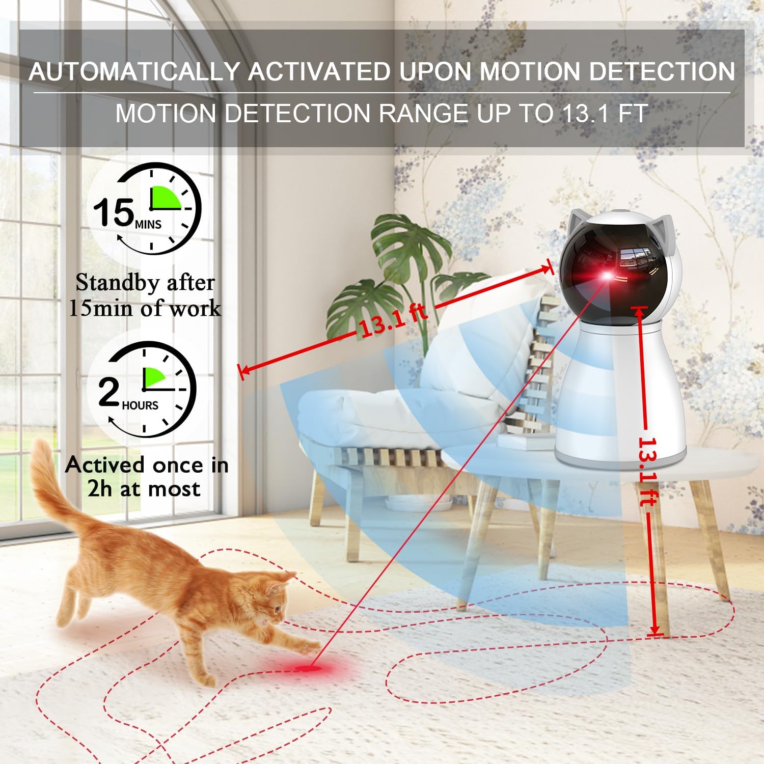 Exciting Automatic Cat Laser Toy with Real Random Trajectory - Rechargeable & Motion Activated for Endless Fun!