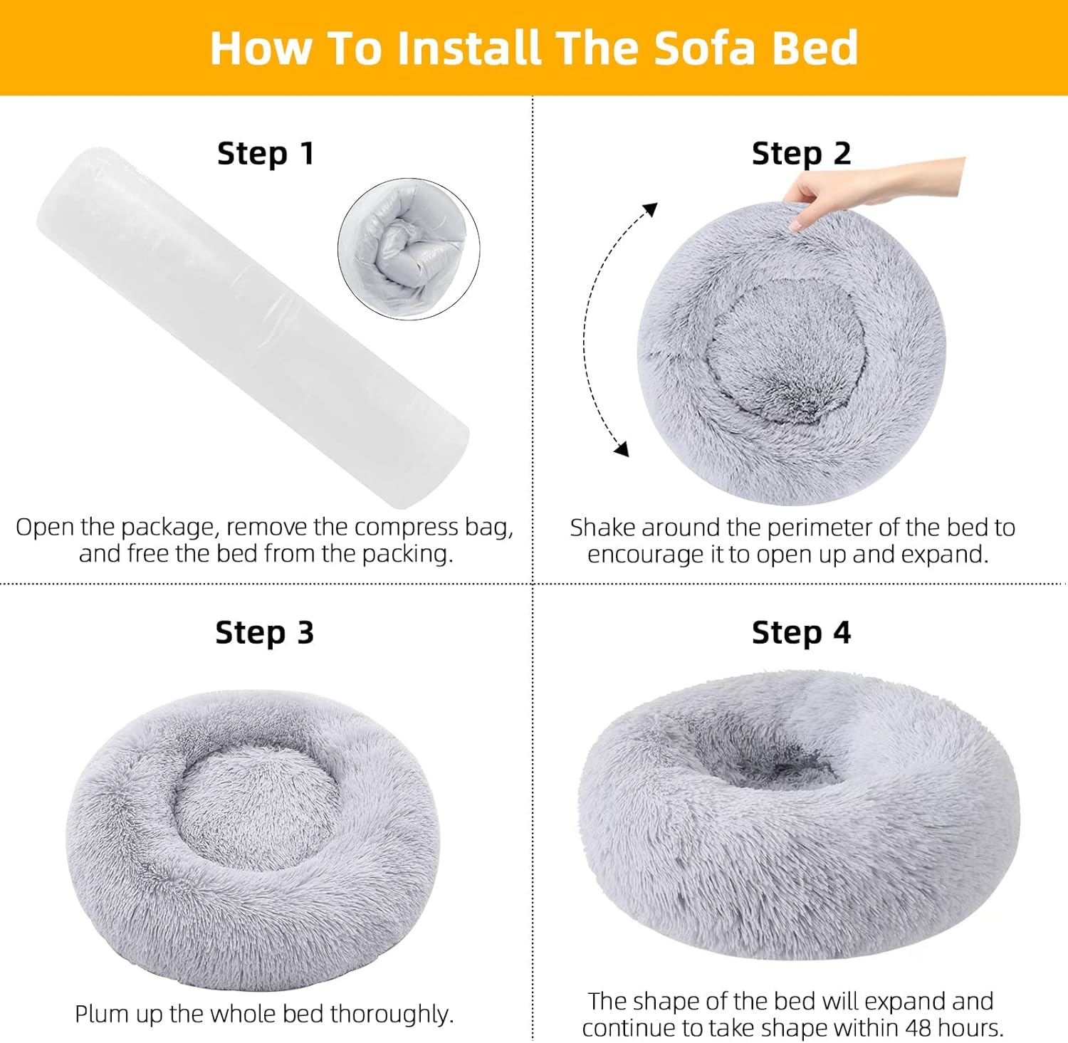 Cozy 20-Inch Dog Bed for Small to Large Dogs & Cats - Plush, Washable, and Slip-Resistant for Ultimate Comfort