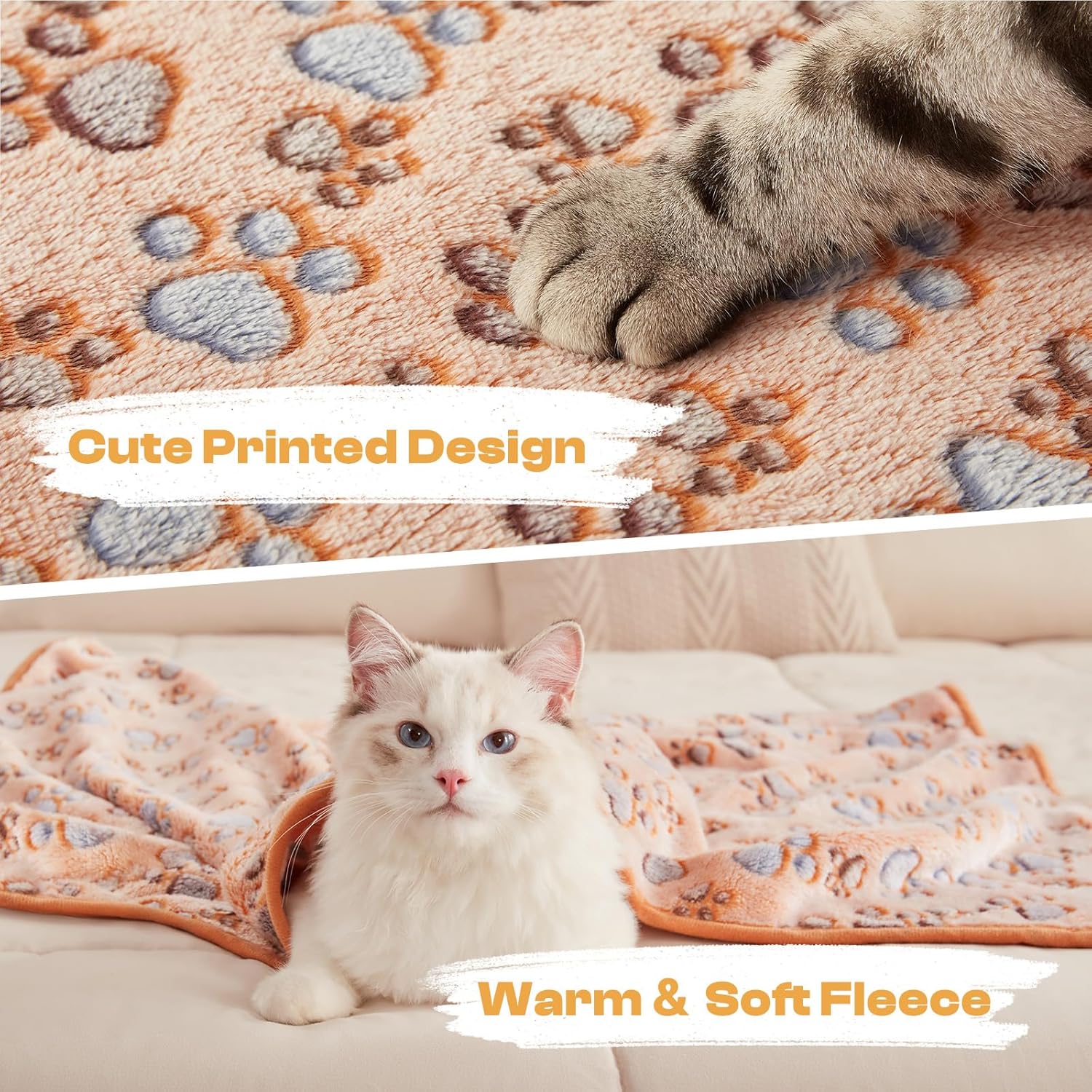 Cozy Up Your Pets with Our 3-Pack Super Soft Fluffy Fleece Blankets - Perfect for Dogs and Cats in Adorable Paw Print Design!