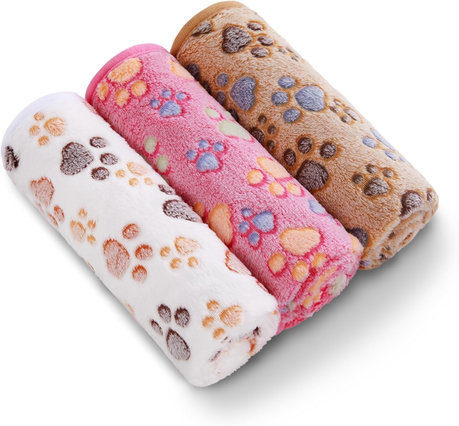 Cozy Up Your Pets with Our 3-Pack Super Soft Fluffy Fleece Blankets - Perfect for Dogs and Cats in Adorable Paw Print Design!