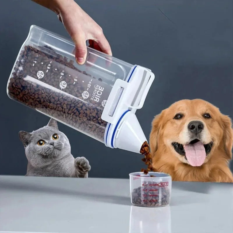 2Kg Snack Fortress for Furry Foodies: The Ultimate Pet Chow Vault with a Measuring Cup for Portion Control (Because They Don't Need to Know How Much They're Eating!)
