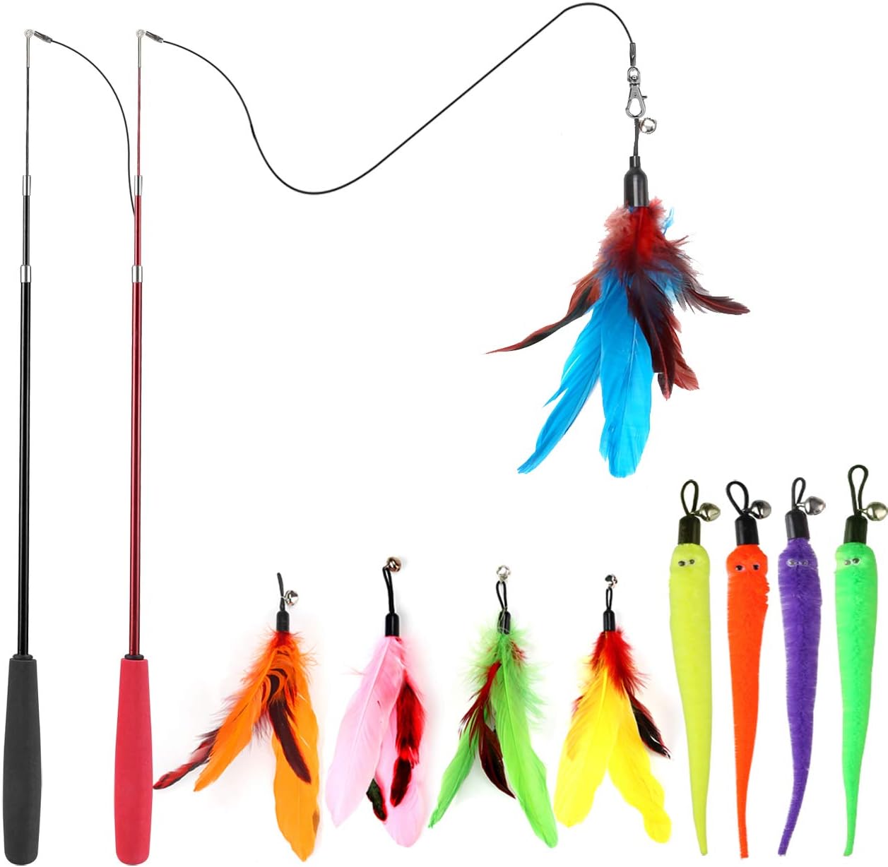 Engaging Interactive Cat Wand Toy with Feather Refills - Perfect for Indoor Cats to Chase and Play!