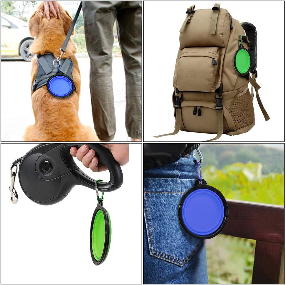 Portable Collapsible Dog Bowls - 2 Pack Travel Feeding & Watering Dishes for Pets - Perfect for Hiking, Camping, and Outdoor Adventures - Blue & Green