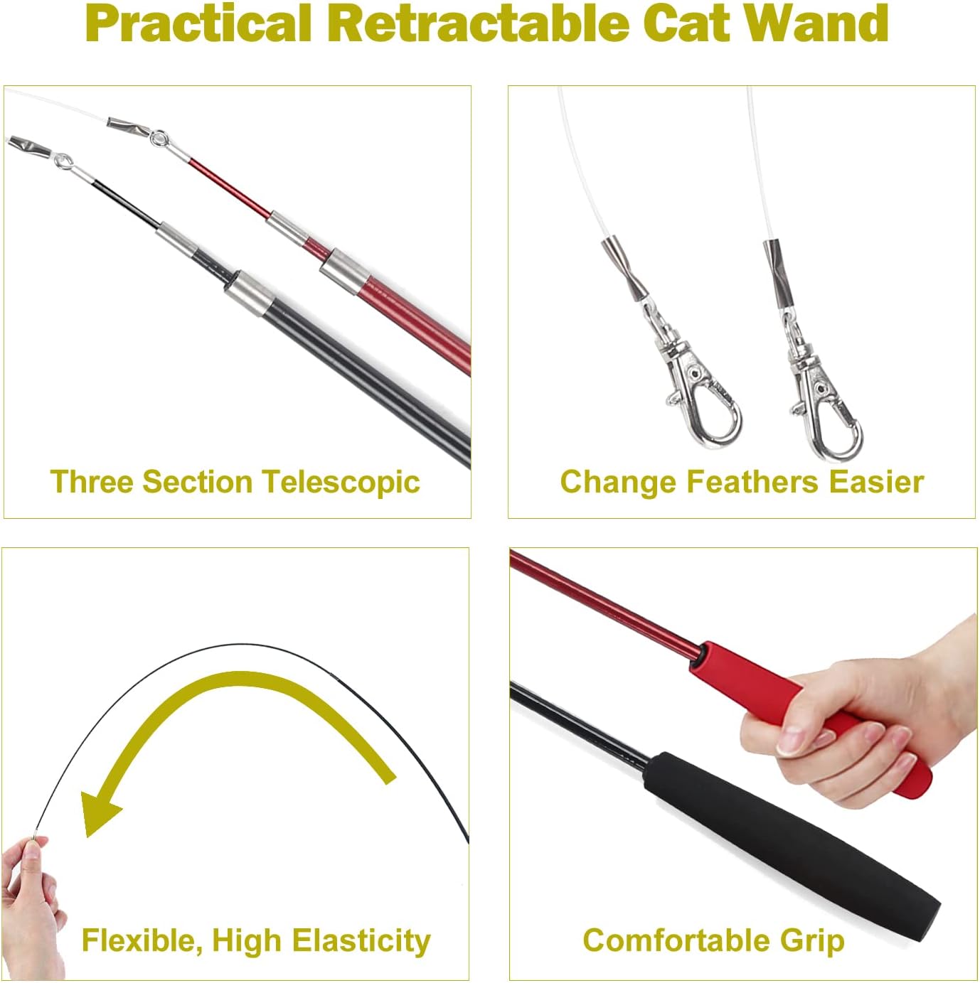 Engaging Interactive Cat Wand Toy with Feather Refills - Perfect for Indoor Cats to Chase and Play!