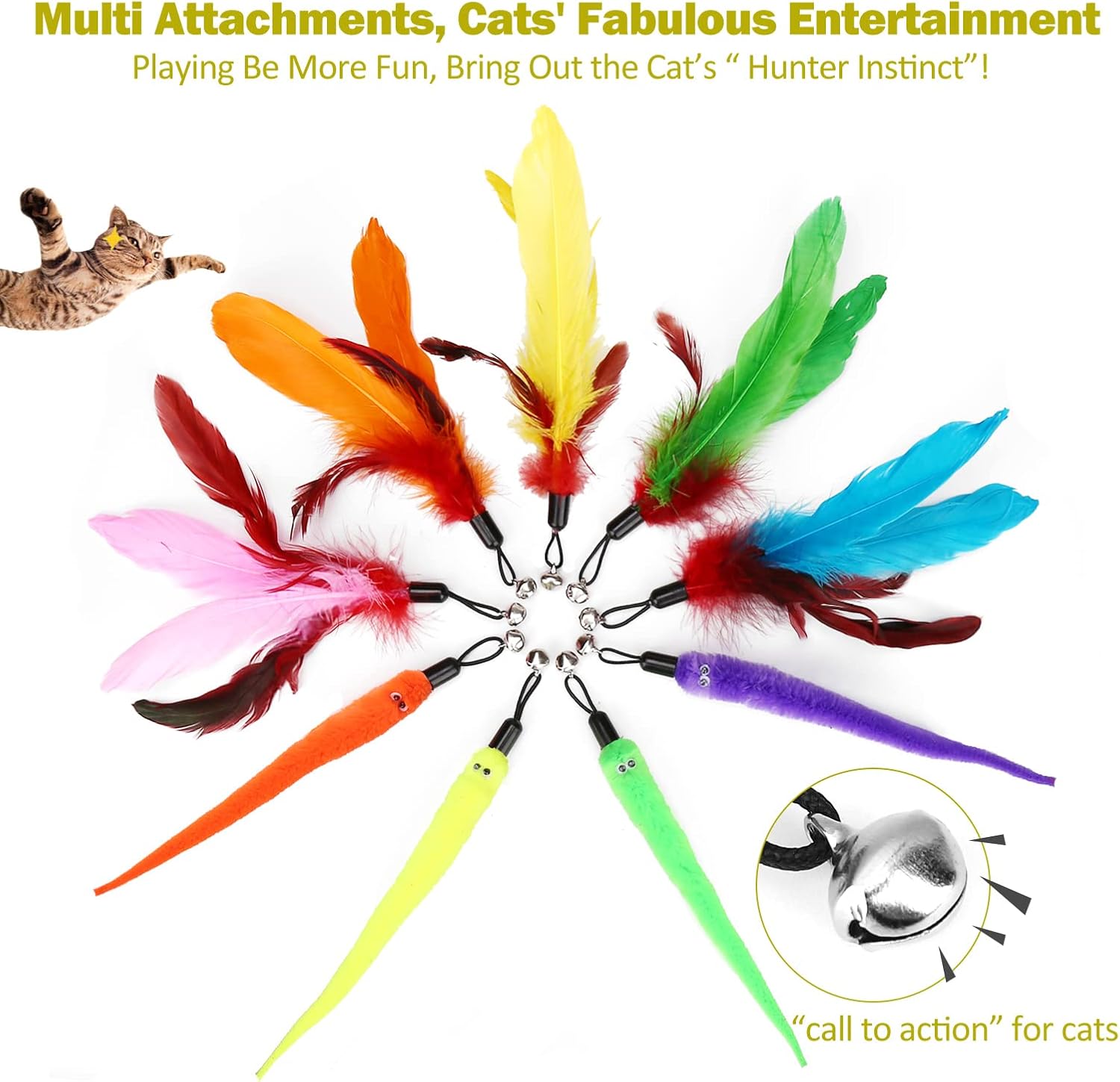 Engaging Interactive Cat Wand Toy with Feather Refills - Perfect for Indoor Cats to Chase and Play!