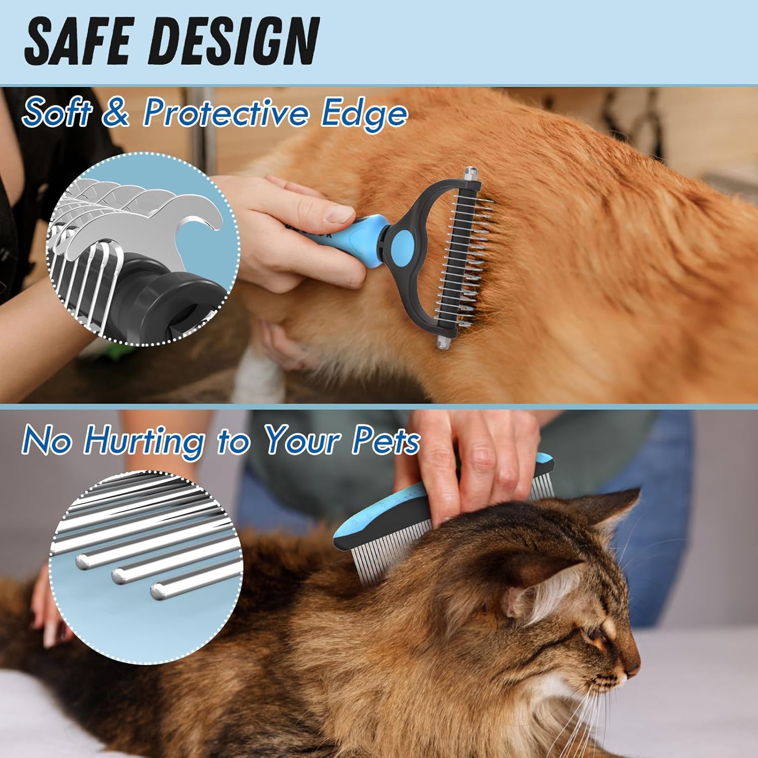 Transform Your Pet's Grooming Routine with Our Blue Deshedding Brush and Metal Comb Combo for Effortless Dematting and Shedding Control