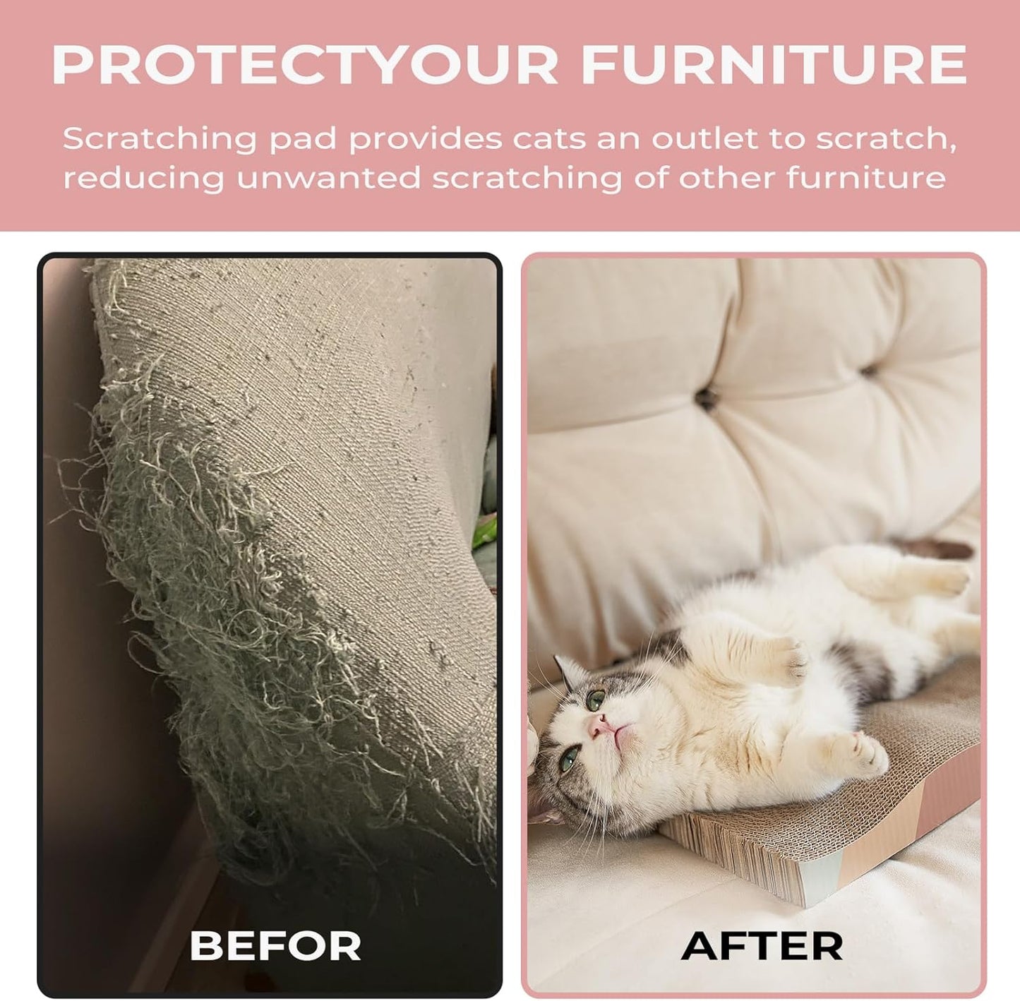 Ultimate Cat Scratching Board - Reversible Cardboard Scratcher with Catnip for Indoor Cats (2 Pack)