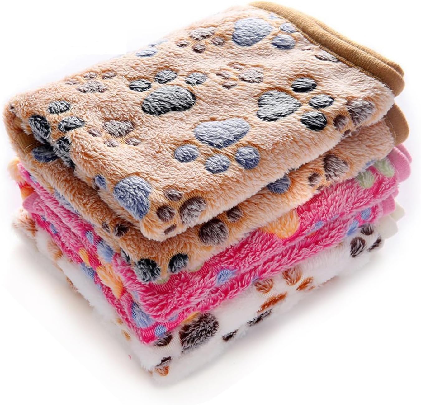 Cozy Up Your Pets with Our 3-Pack Super Soft Fluffy Fleece Blankets - Perfect for Dogs and Cats in Adorable Paw Print Design!