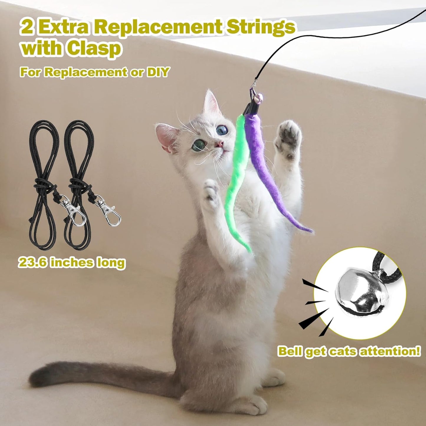 Engaging Interactive Cat Wand Toy with Feather Refills - Perfect for Indoor Cats to Chase and Play!