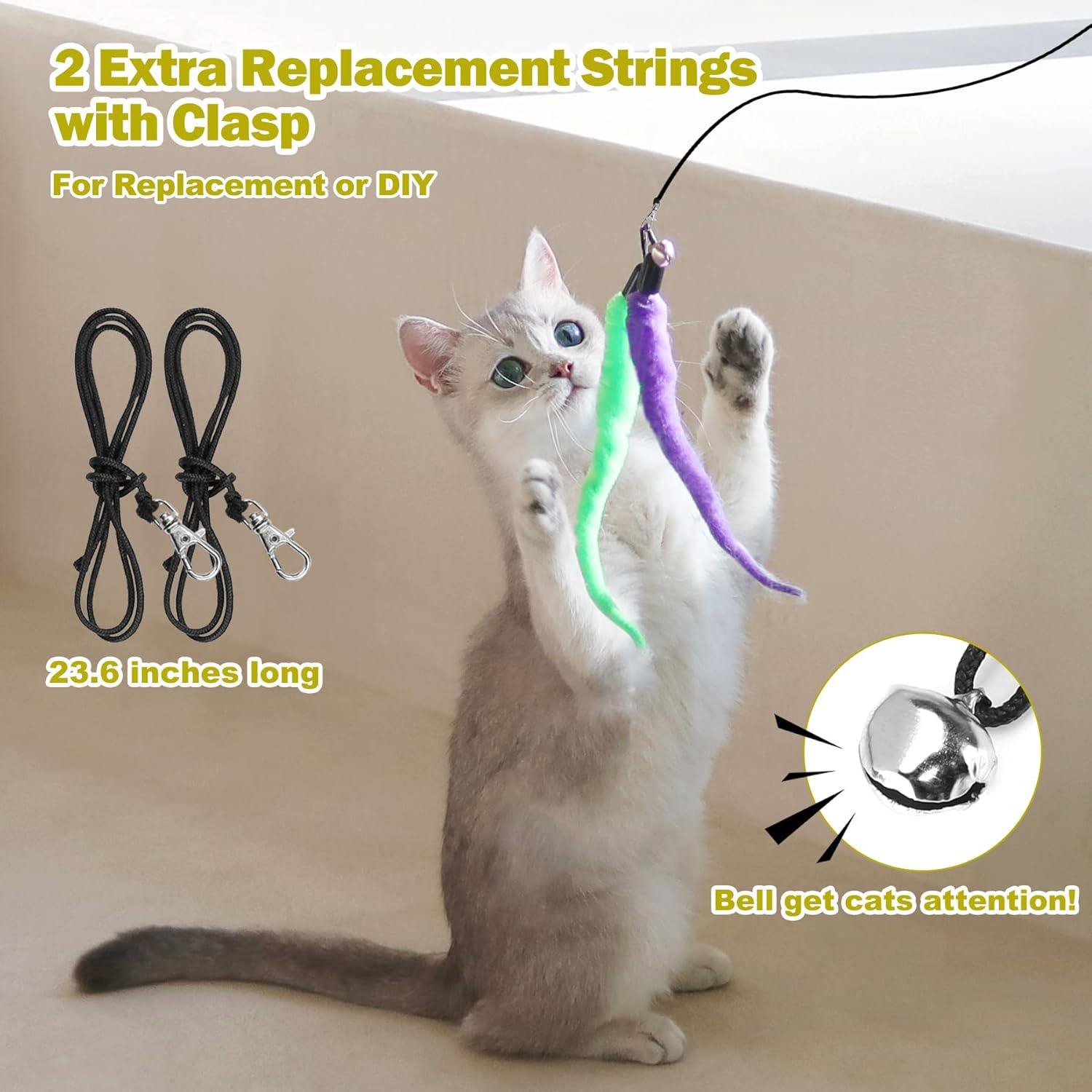Engaging Interactive Cat Wand Toy with Feather Refills - Perfect for Indoor Cats to Chase and Play!