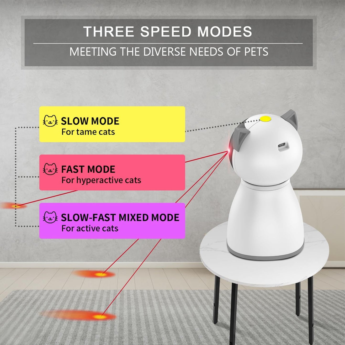 Exciting Automatic Cat Laser Toy with Real Random Trajectory - Rechargeable & Motion Activated for Endless Fun!