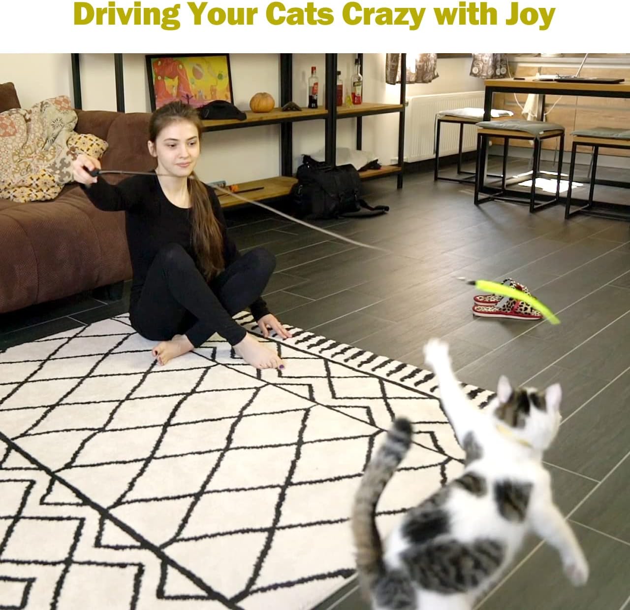 Engaging Interactive Cat Wand Toy with Feather Refills - Perfect for Indoor Cats to Chase and Play!