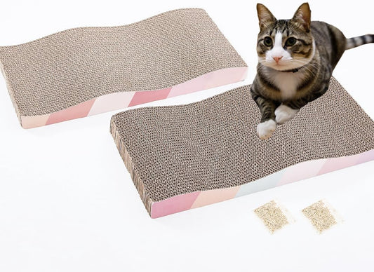 Ultimate Cat Scratching Board - Reversible Cardboard Scratcher with Catnip for Indoor Cats (2 Pack)
