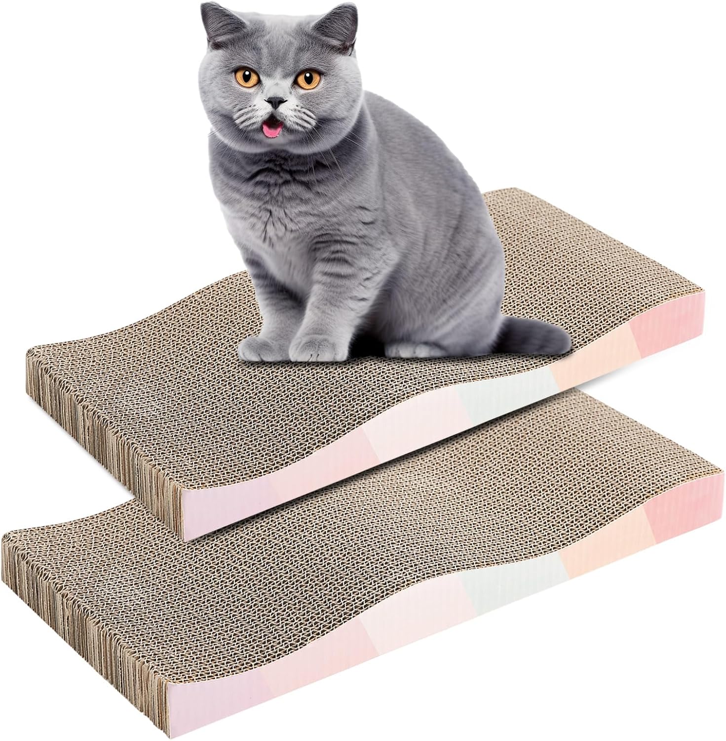 Ultimate Cat Scratching Board - Reversible Cardboard Scratcher with Catnip for Indoor Cats (2 Pack)