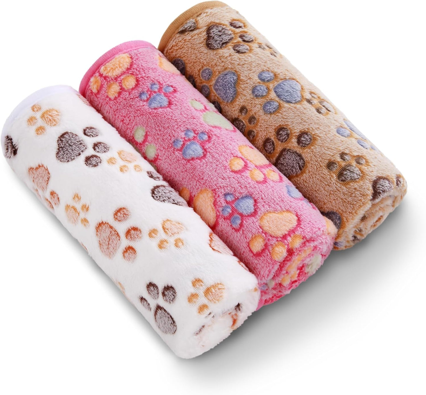 Cozy Up Your Pets with Our 3-Pack Super Soft Fluffy Fleece Blankets - Perfect for Dogs and Cats in Adorable Paw Print Design!