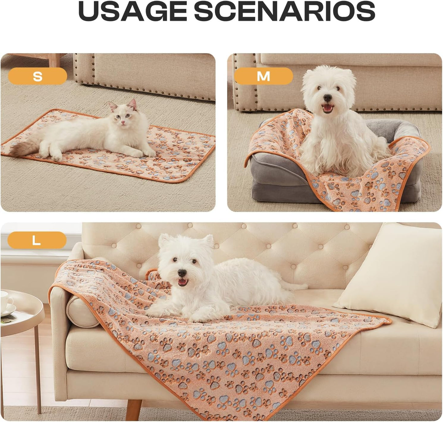Cozy Up Your Pets with Our 3-Pack Super Soft Fluffy Fleece Blankets - Perfect for Dogs and Cats in Adorable Paw Print Design!